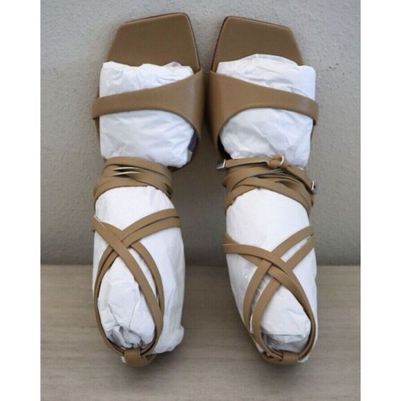 Schutz Women's Sz 11B Light Nude Bryce Leather Strappy Stilettos Pumps - Picture 11 of 12